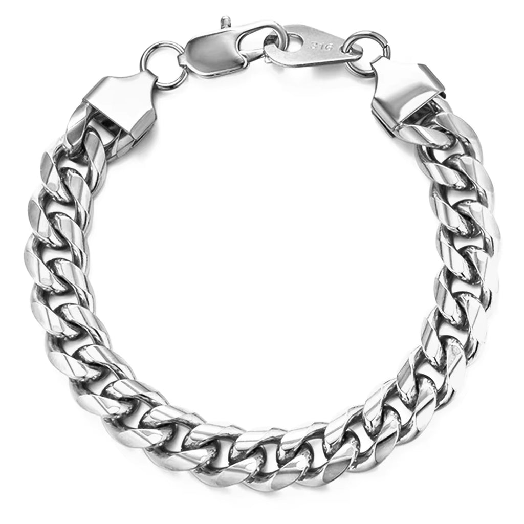 10MM Chunky Big Bracelet for Men African Silver Gold Plated Stainless Steel Cuban Chain Bracelet Bangle Wristband Trendy Jewelry