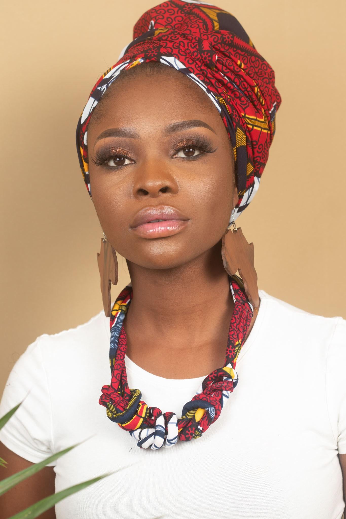 KASARACHI African Head Wrap and Jewellery Set | Ankara Head Wrap | African Necklace | African Earrings | African Bangle