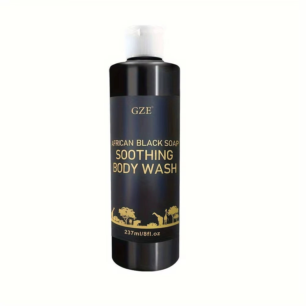 GZE African Black Soap Soothing Body Wash bottle on a white background