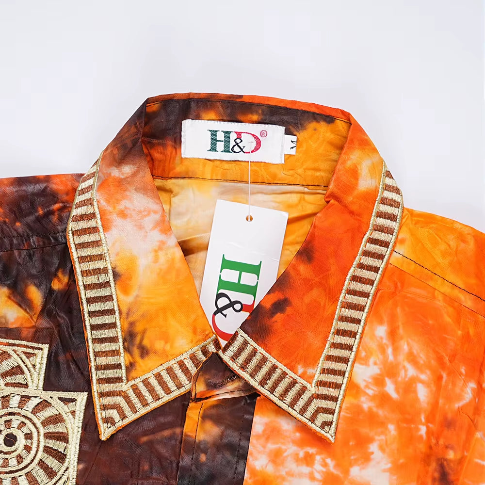 H&D African Mens Clothing Traditional Ankara African Dashiki Men Shirt Embroidery Shirt Fashion Print Bazin Riche Original
