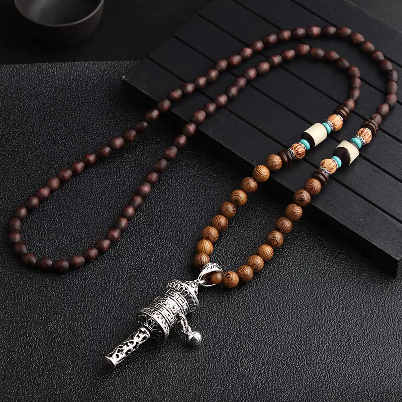 14 New Ethnic Handmade Nepal Necklace Buddhist Mala Wood Beads Pendant & Necklace Ethnic Horn Fish Long Jewelry for Women Men