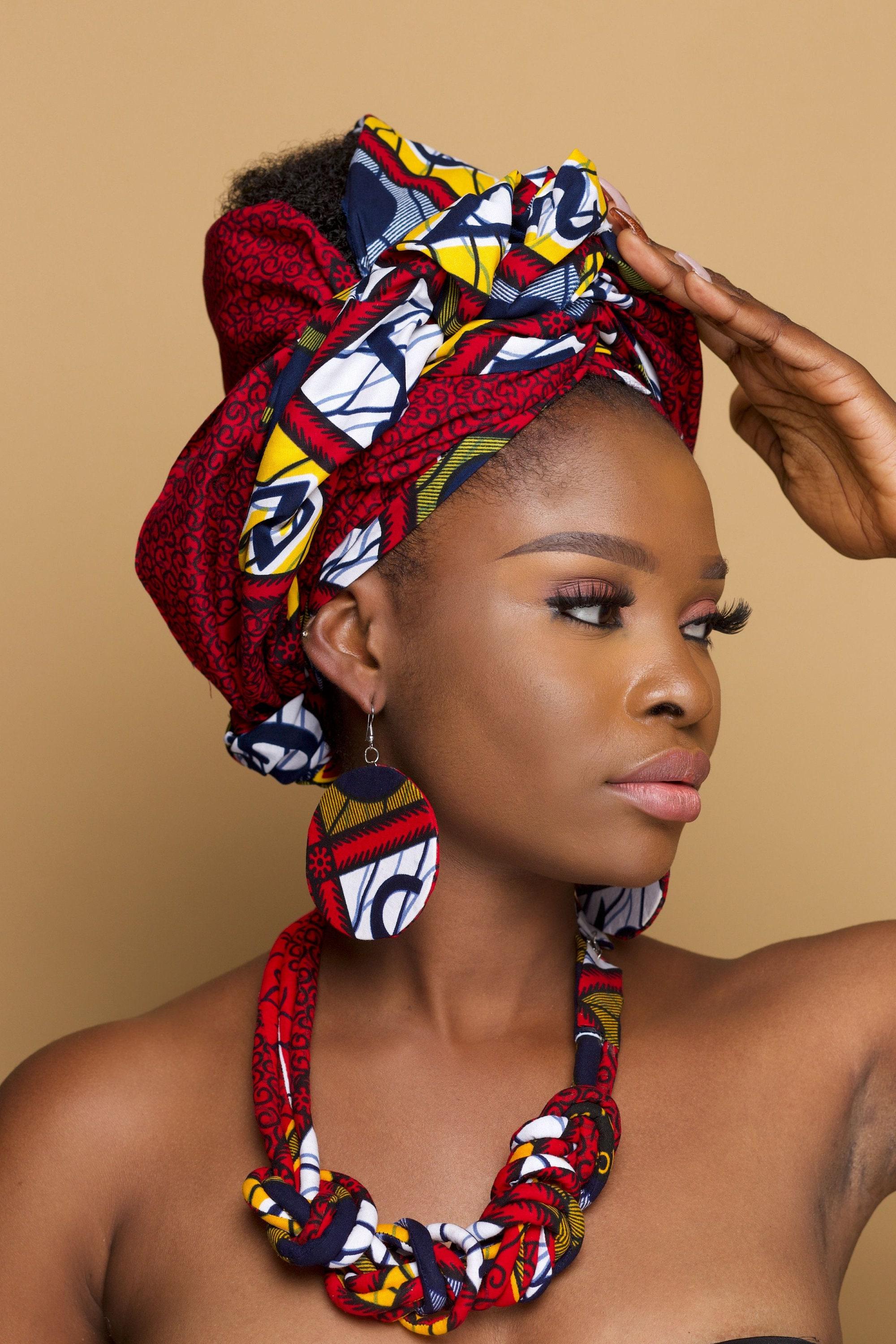 KASARACHI African Head Wrap and Jewellery Set | Ankara Head Wrap | African Necklace | African Earrings | African Bangle